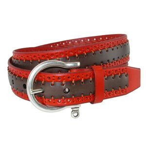 CrookhornDavis Men's Palazzo Perforated Two Tone Belt
